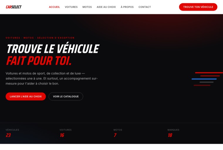 Aperçu du site Car Select