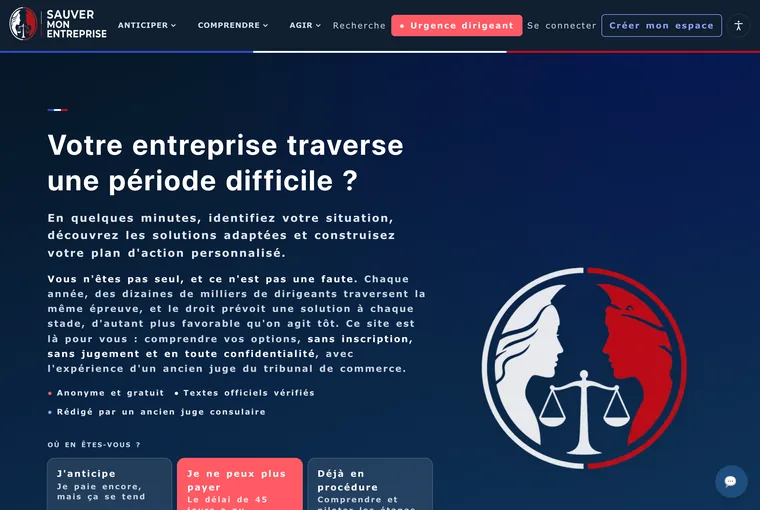 Aperçu du site Sauver Mon Entreprise
